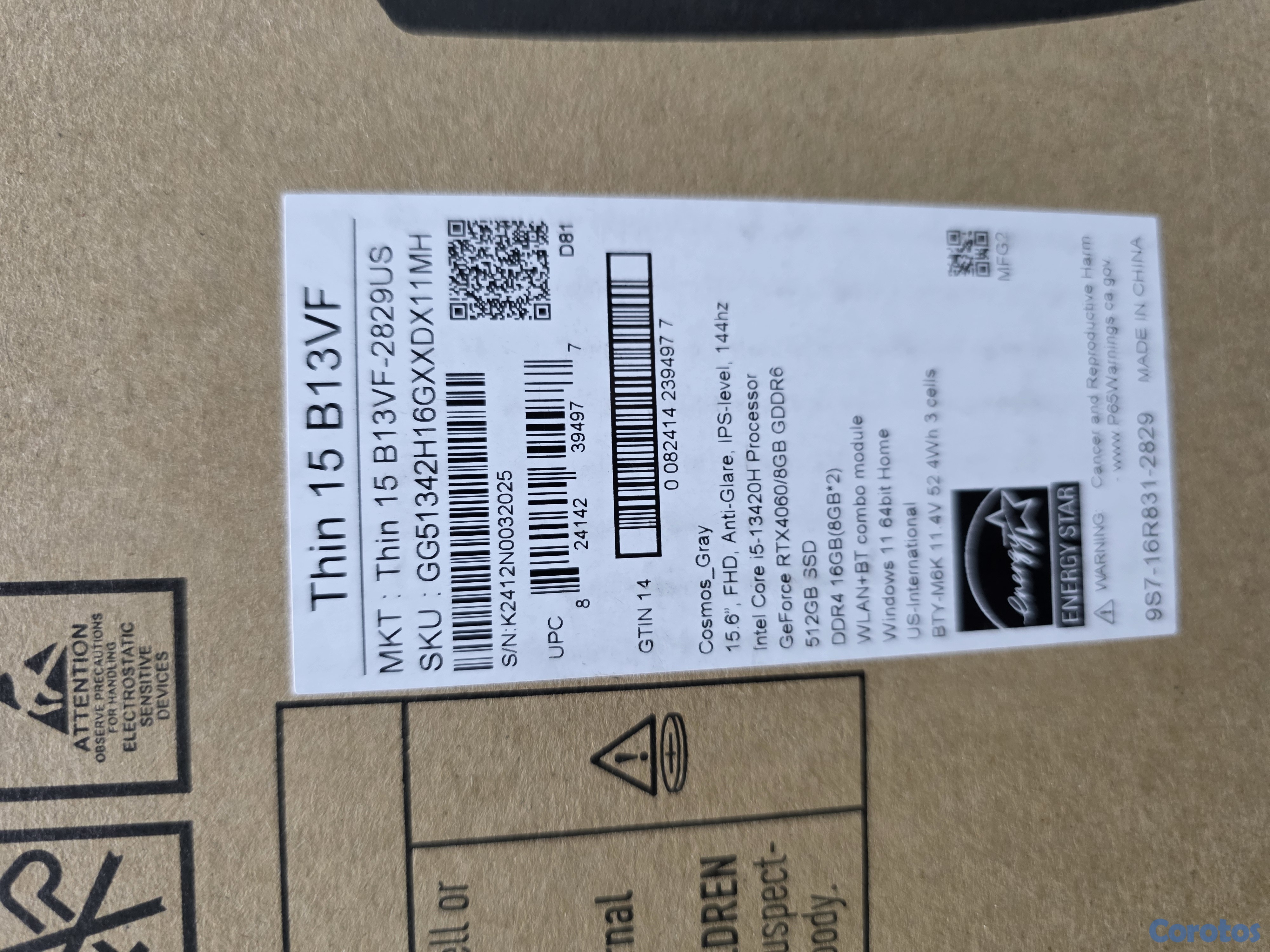 computadoras y laptops - Msi thin 15 512gb 16gb ram rtx4060 core i5-13420H nuevas selladas 2