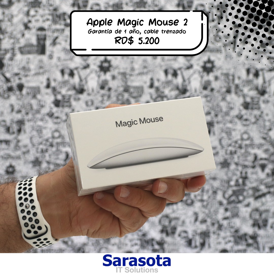 accesorios para electronica - Magic Mouse 2 apple modelo A1657 con cable trenzado Somos Sarasota