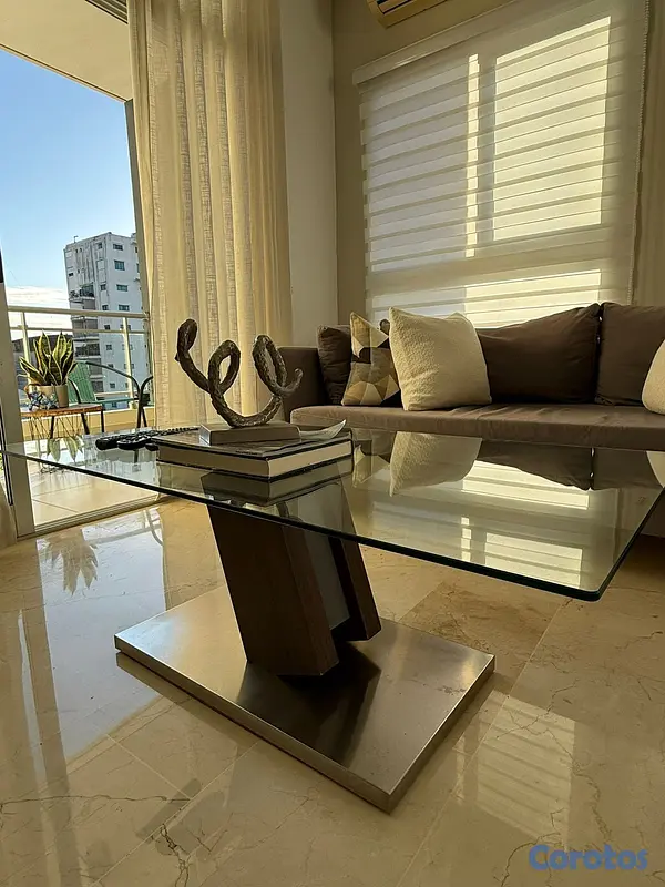 muebles y colchones - Mesa de Centro Acero Inoxidable y Cristal Templado 2