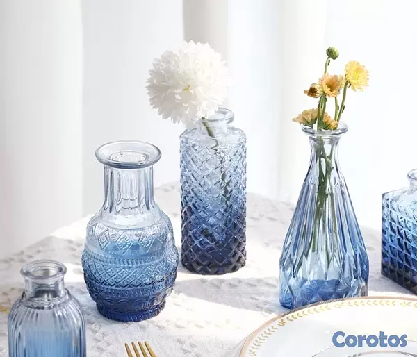 decoración y accesorios - Vasos de flores azules, vasos de vidrio transparente 4