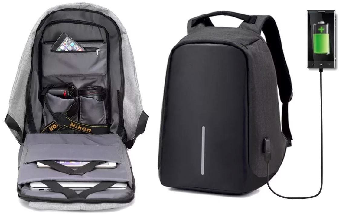 carteras y maletas - Mochila antirrobo impermeable con puerto de carga USB 4