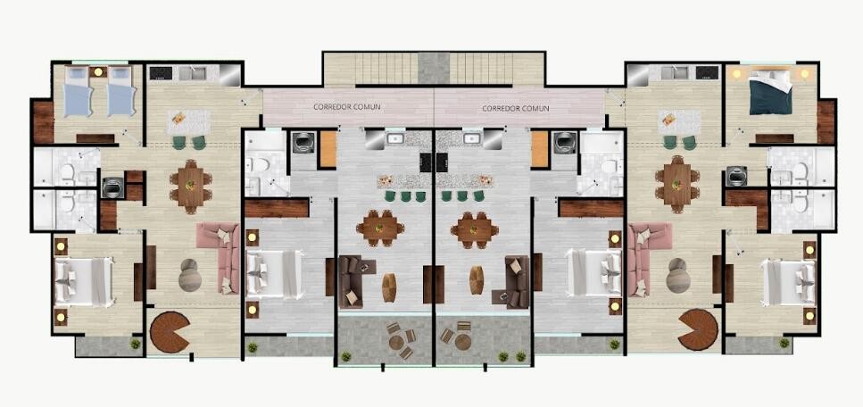apartamentos - Proyecto en venta Punta Cana #24-318 dos dormitorios, gimnasio, 2 piscinas.
 6