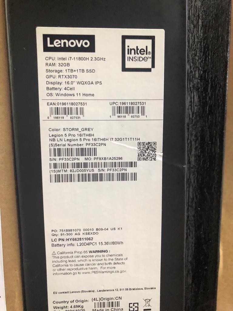 celulares y tabletas - Lenovo Legion 5 Pro RTX 3070 32GB/1TB+1TB 2