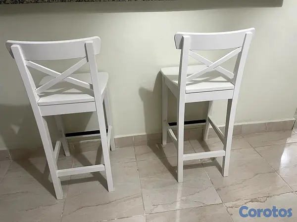 muebles y colchones - Taburete con respaldo color blanco  3