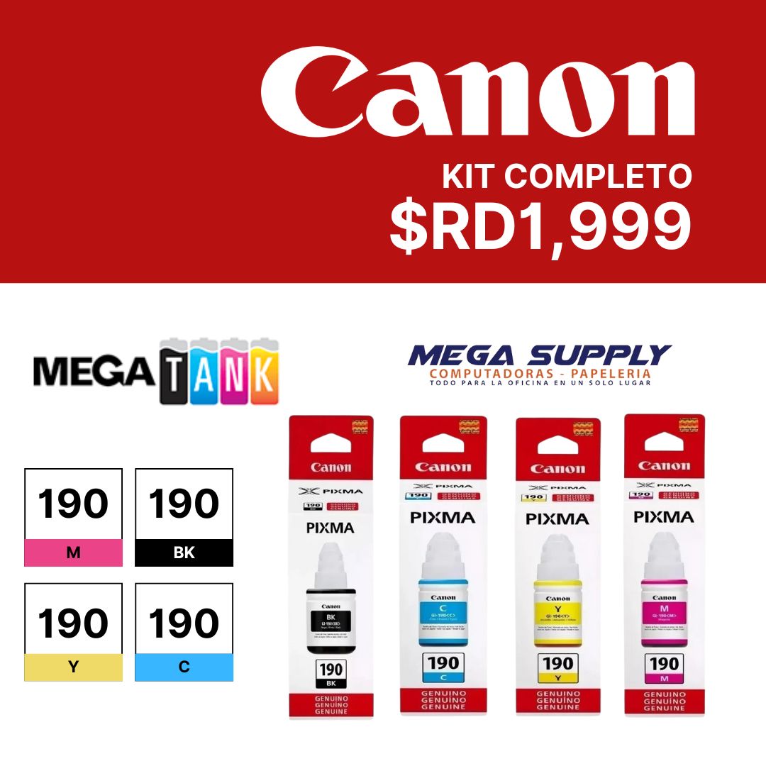 impresoras y scanners - KIT DE 4 BOTELLAS  DE TINTA CANON GI-190  0