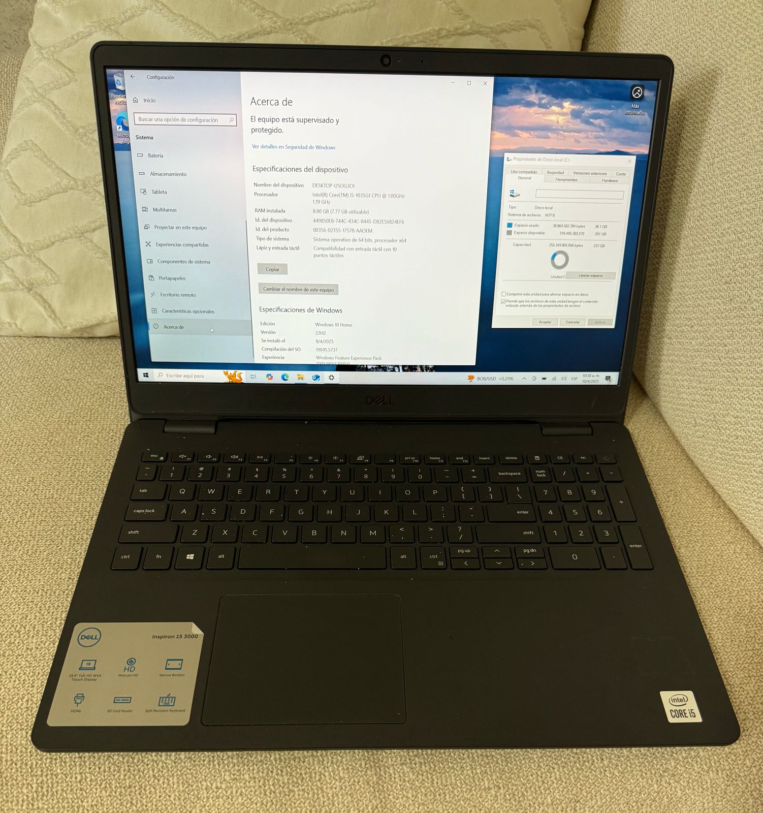 computadoras y laptops - Laptop Dell 3501 CORE I5-10ma gen 256gb/8gb ram 3