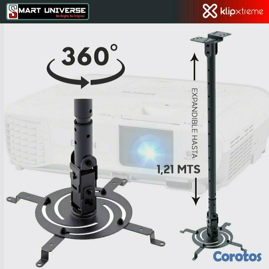 computadoras y laptops - SOPORTE PARA PROYECTOR KLIPX NEGRA DE TECHO DESDE 850MM HASTA 1215MM, 