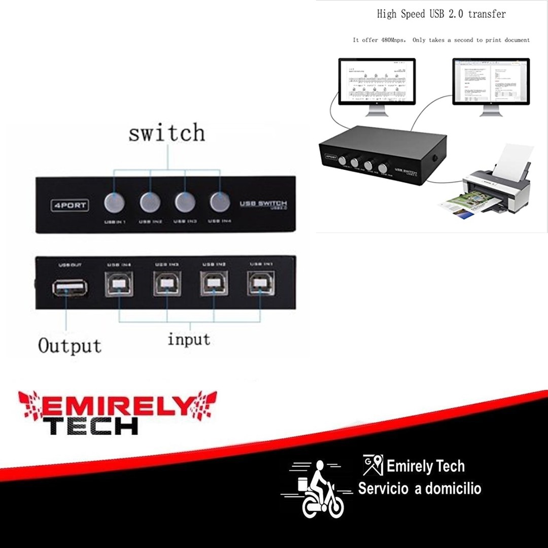 accesorios para electronica - Interruptor de uso compartido manual USB 2.0 de 4 puertos