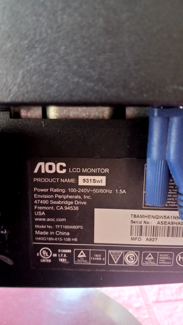 computadoras y laptops - Monitor AOC 18 pulgadas 1