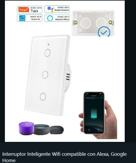 accesorios para electronica - Interruptor Inteligente Wifi 3 Tac Para Alexa, Goo