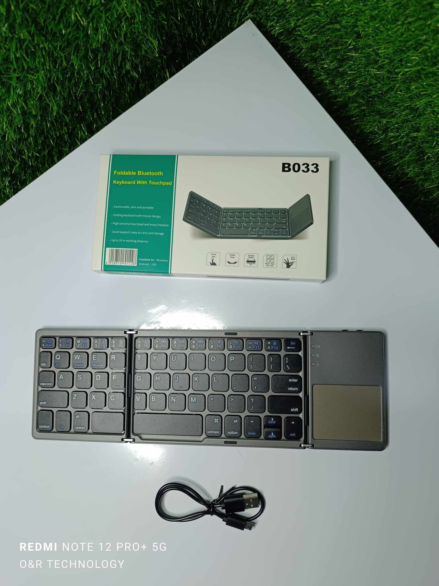 accesorios para electronica - Teclado Bluetooth Recargable con MousePad Plegable