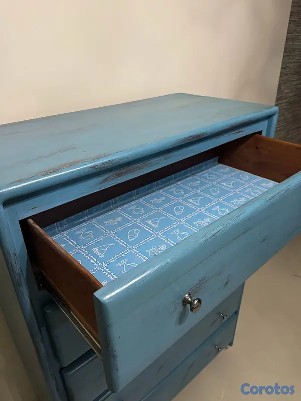 muebles y colchones - Gavetero azul de madera, 5 gavetas 2