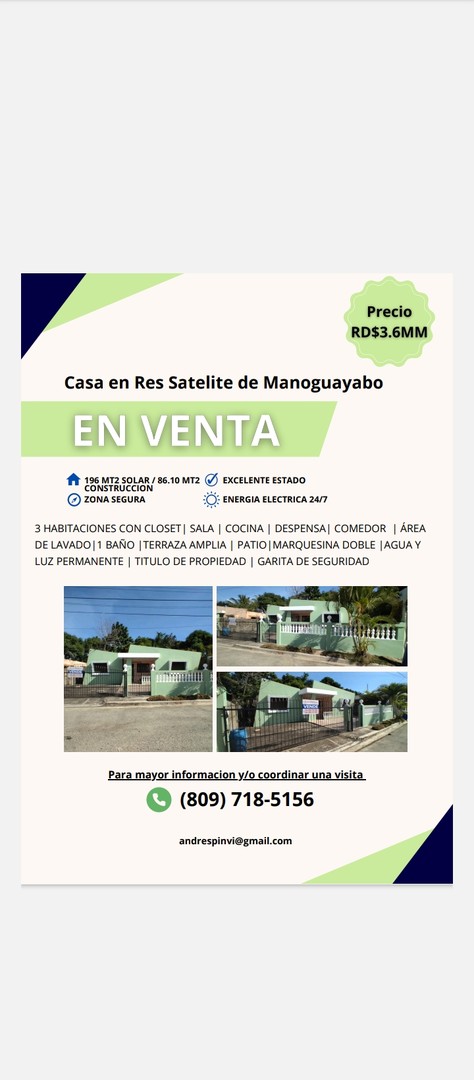 casas - Casa en proyecto cerrado Res. Satélite de Manoguayabo  8