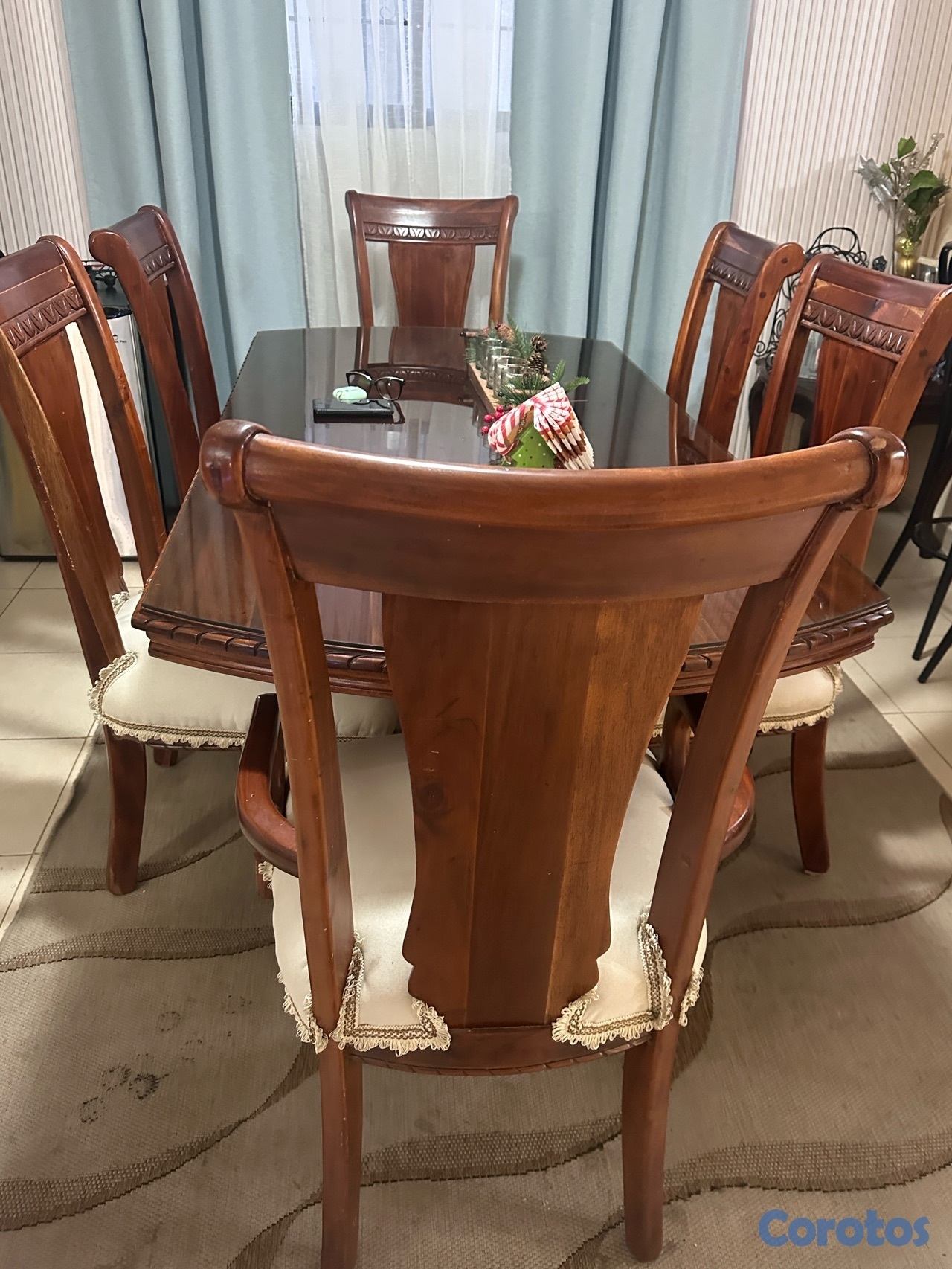 muebles y colchones - Hermoso comedor en caoba de 6 sillas  4