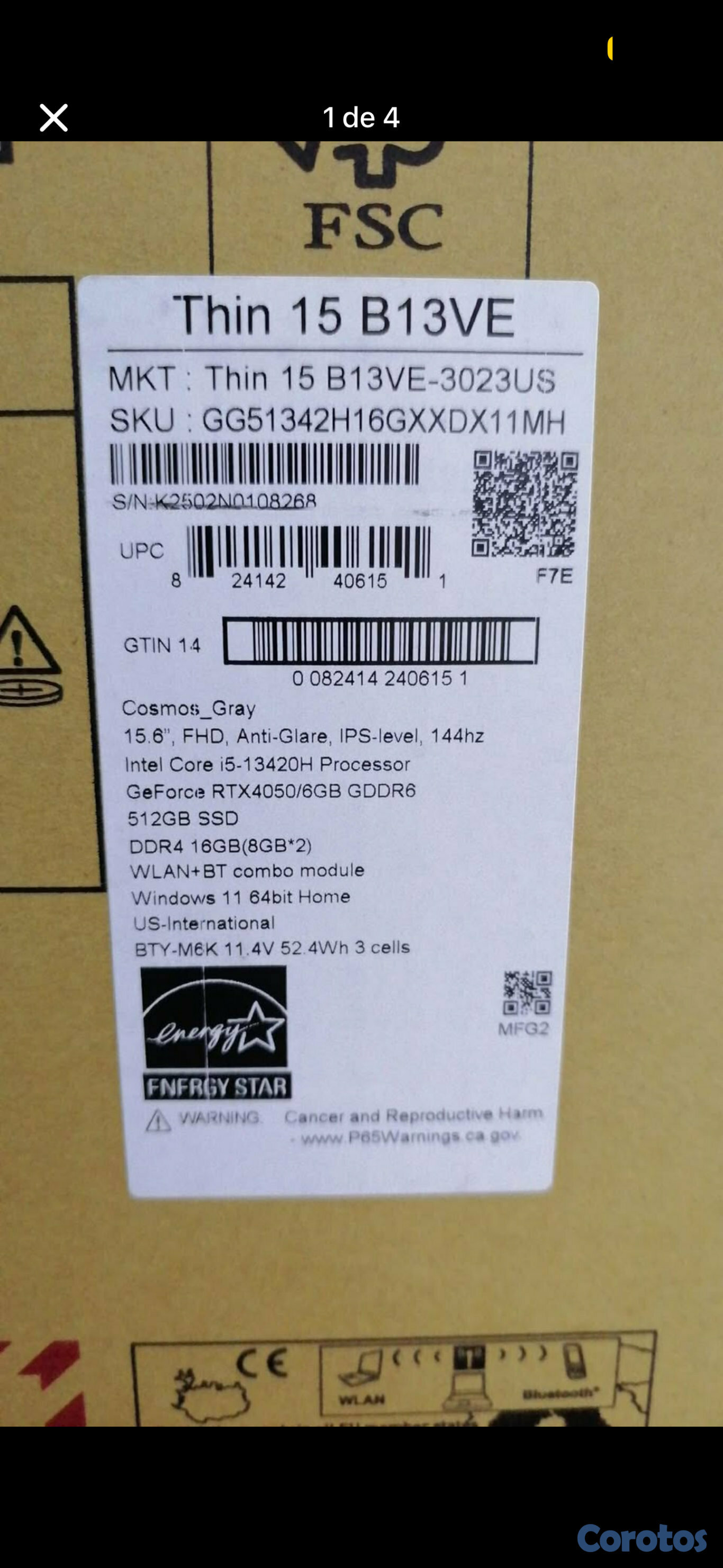 computadoras y laptops - LAPTOP GAMER MSI i5 4050 512/16Gb 3