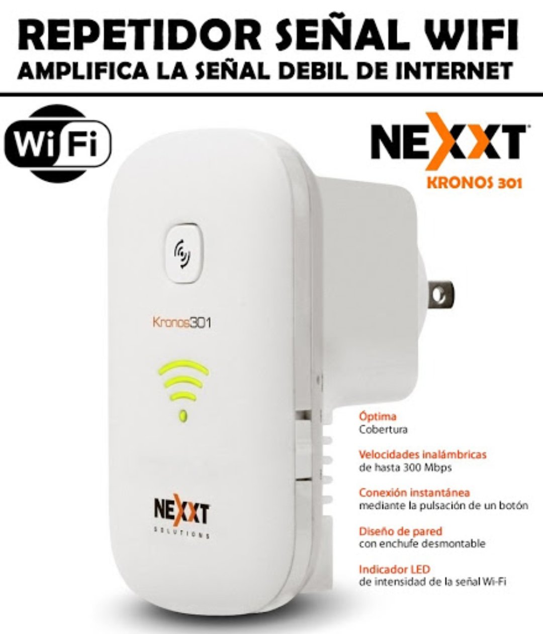 computadoras y laptops - REPETIDOR NEXXT  RANGE EXTENDER, DIRECTO A LA PARED KRONOS 301 WIRELESS AP,