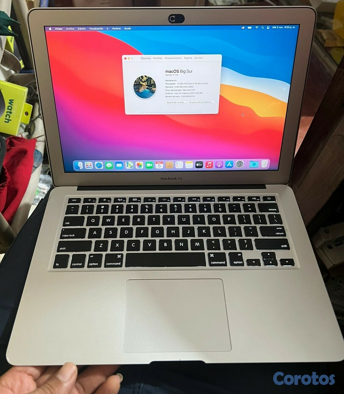computadoras y laptops - MacBook Air 13.3 i7 8gb ram ssd 256gb 1M Garantia 3