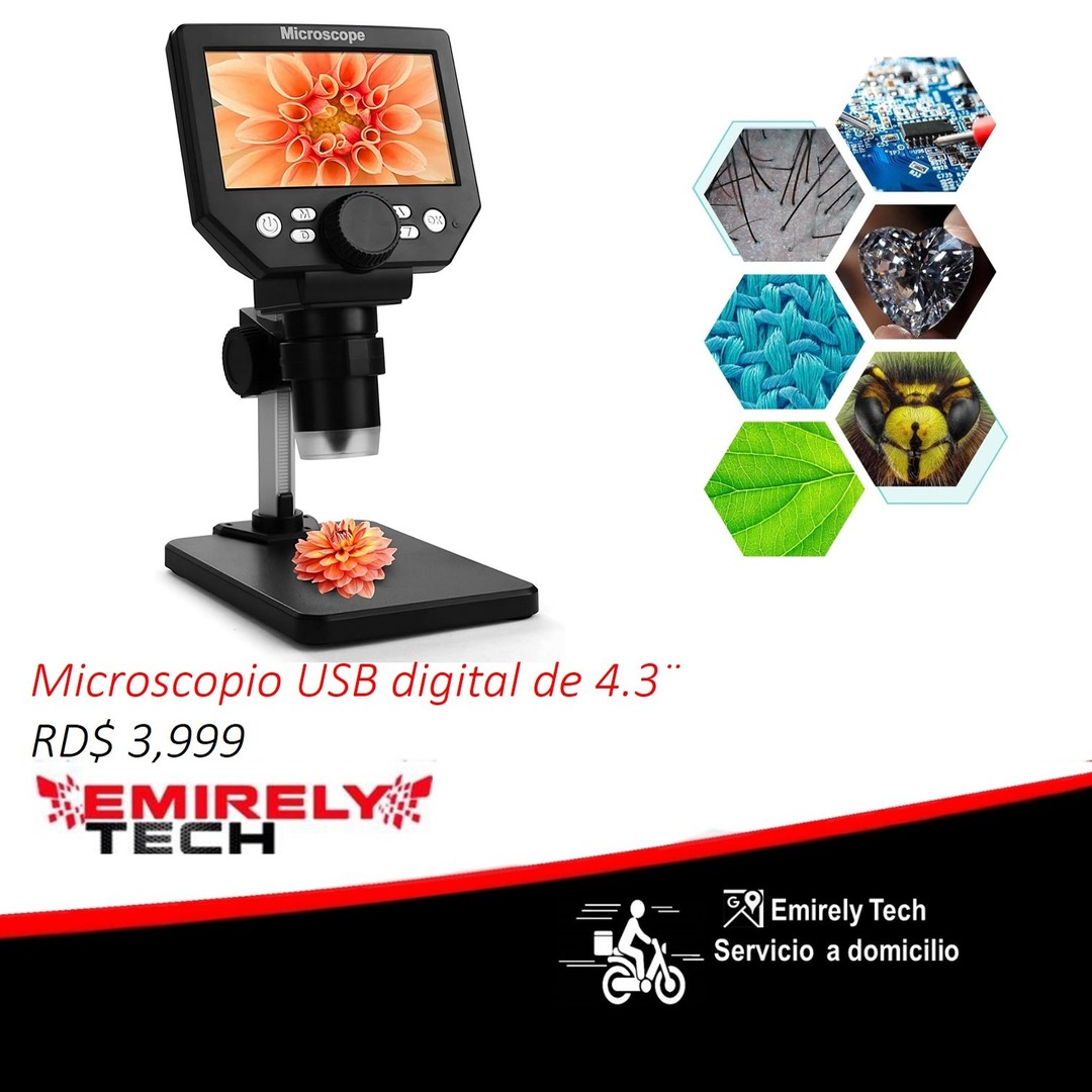 Microscopio USB digital con pantalla 4.3 pulgadas 1000X soporte ajustable 0