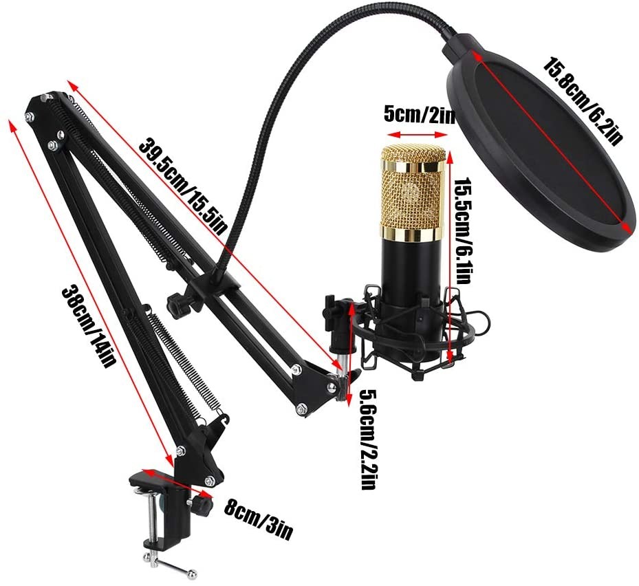 otros electronicos - Microfono Condensador Profesional de estudio kit  grabación pedestal tripod BM80 9