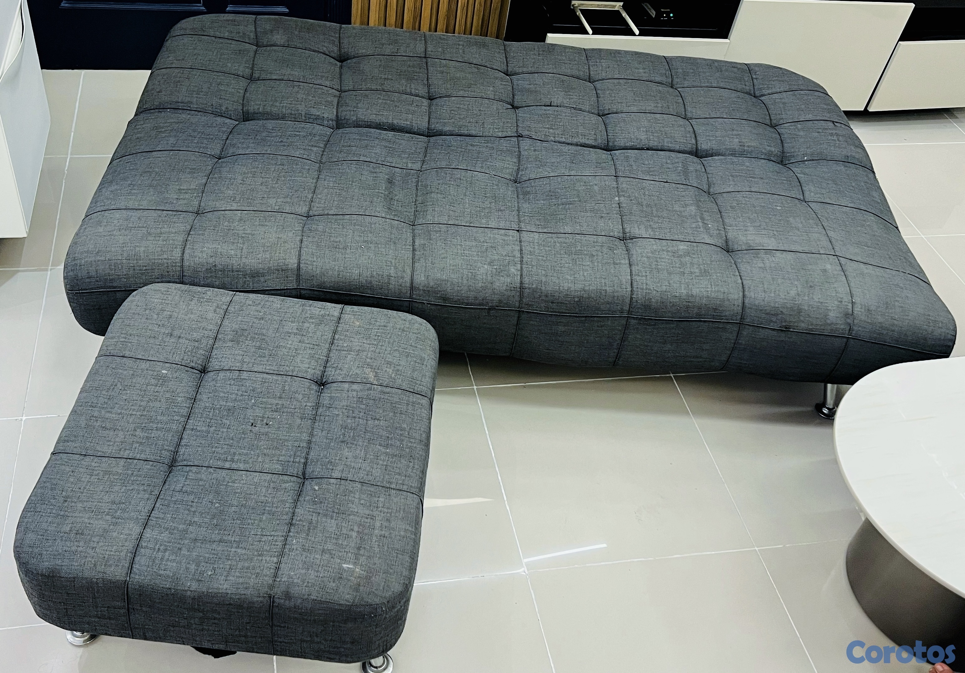 muebles y colchones - Sofá cama con ottoman o descansa pies  3