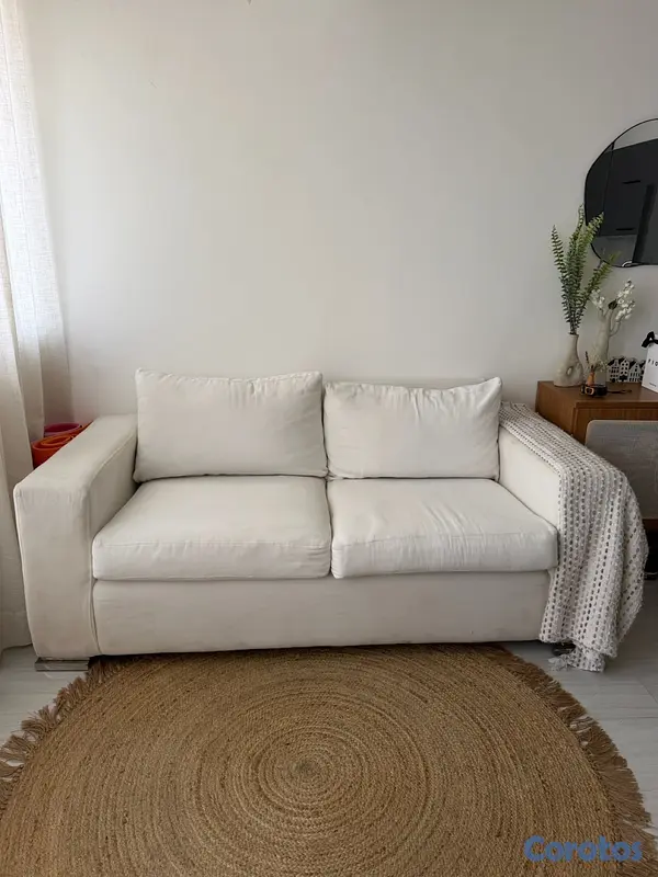 muebles y colchones - Sofá blanco de tela – estilo moderno y cómodo 3