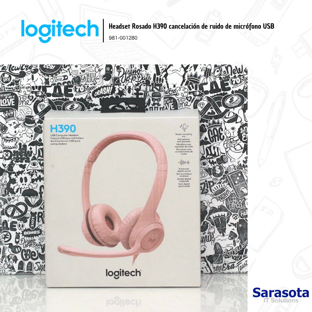camaras y audio - Logitech Headset Rosado H390 cancelación de ruido  1