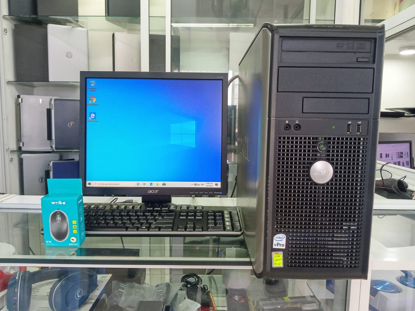 computadoras y laptops - Combo Computadora  Dell Optiplex 755 Core 2 Duo Monitor 17 pulgada 