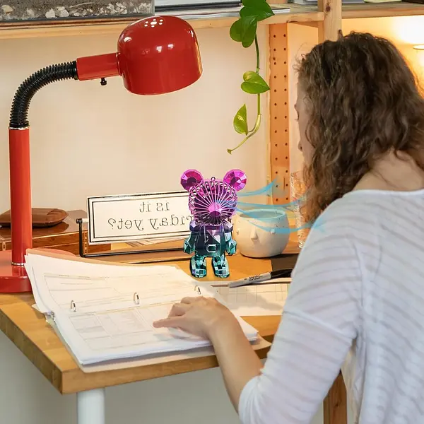 accesorios para electronica - Ventilador de escritorio USB portátil de oso colorido recargable 3