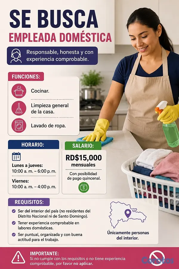 empleos disponibles - Empleada doméstica 