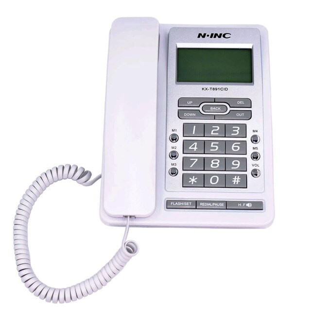 electrodomesticos - Teléfono con pantalla verde DTMF/FSK, teléfono fijo sin batería, interfaz Dual. 2