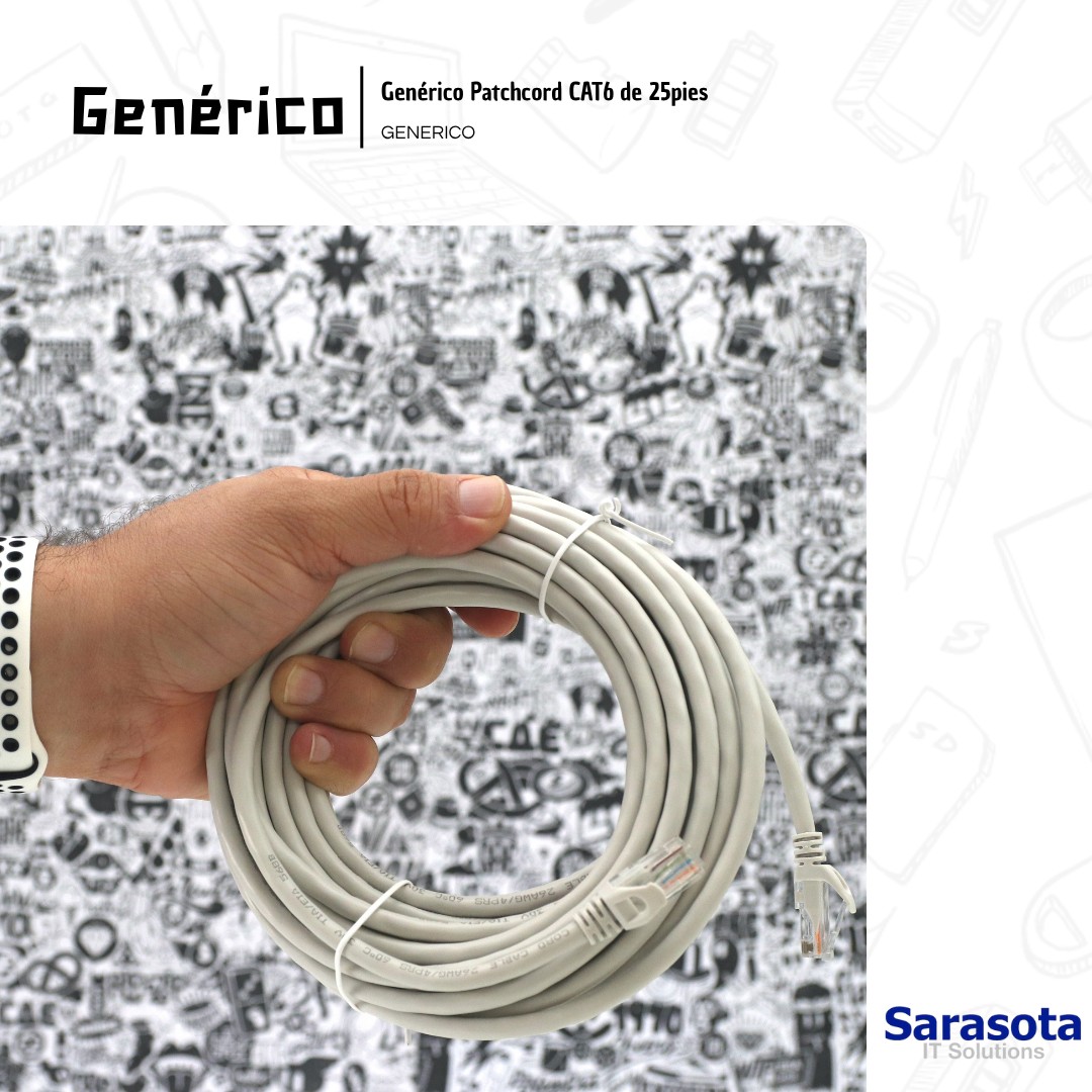 accesorios para electronica - Patch Cord RJ45 CAT6 de 25 pies (Somos Sarasota) 1