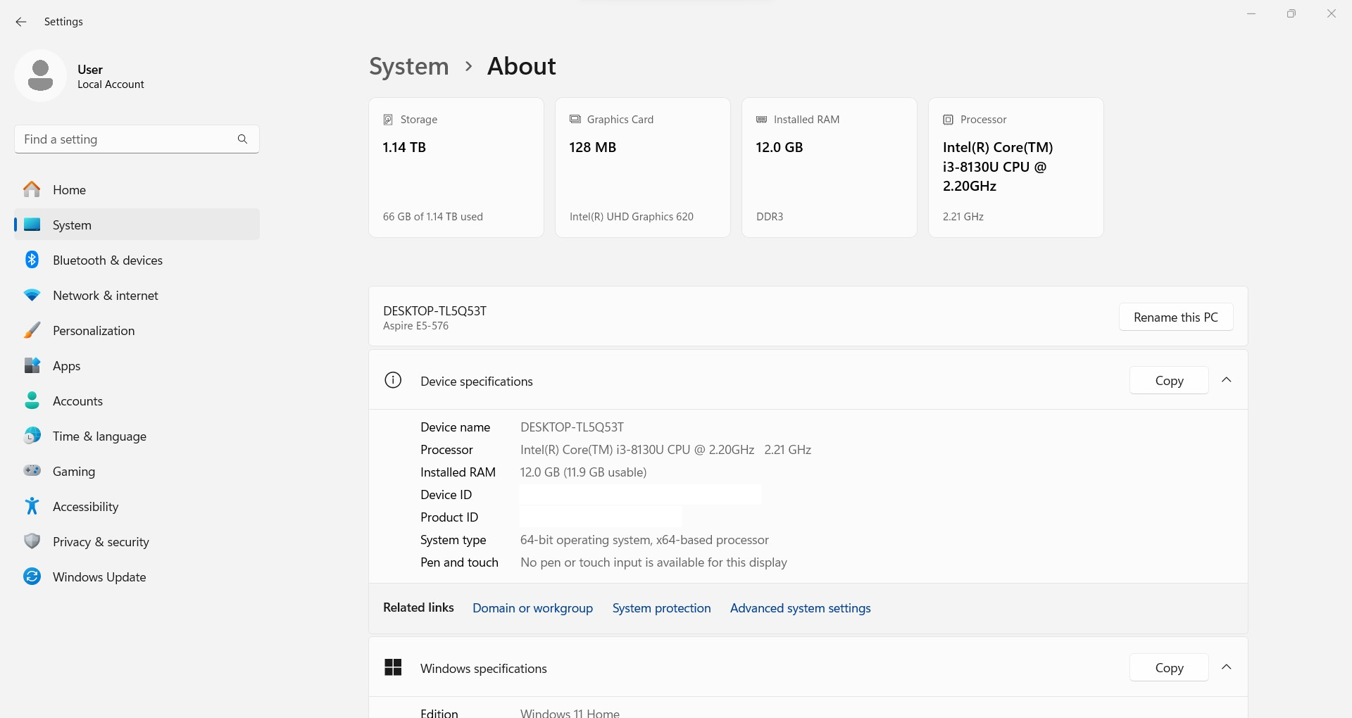 computadoras y laptops - Laptop Acer E15 Core i3 8va Gen | 12GB RAM | 256GB SSD + 1TB | Windows 11 2