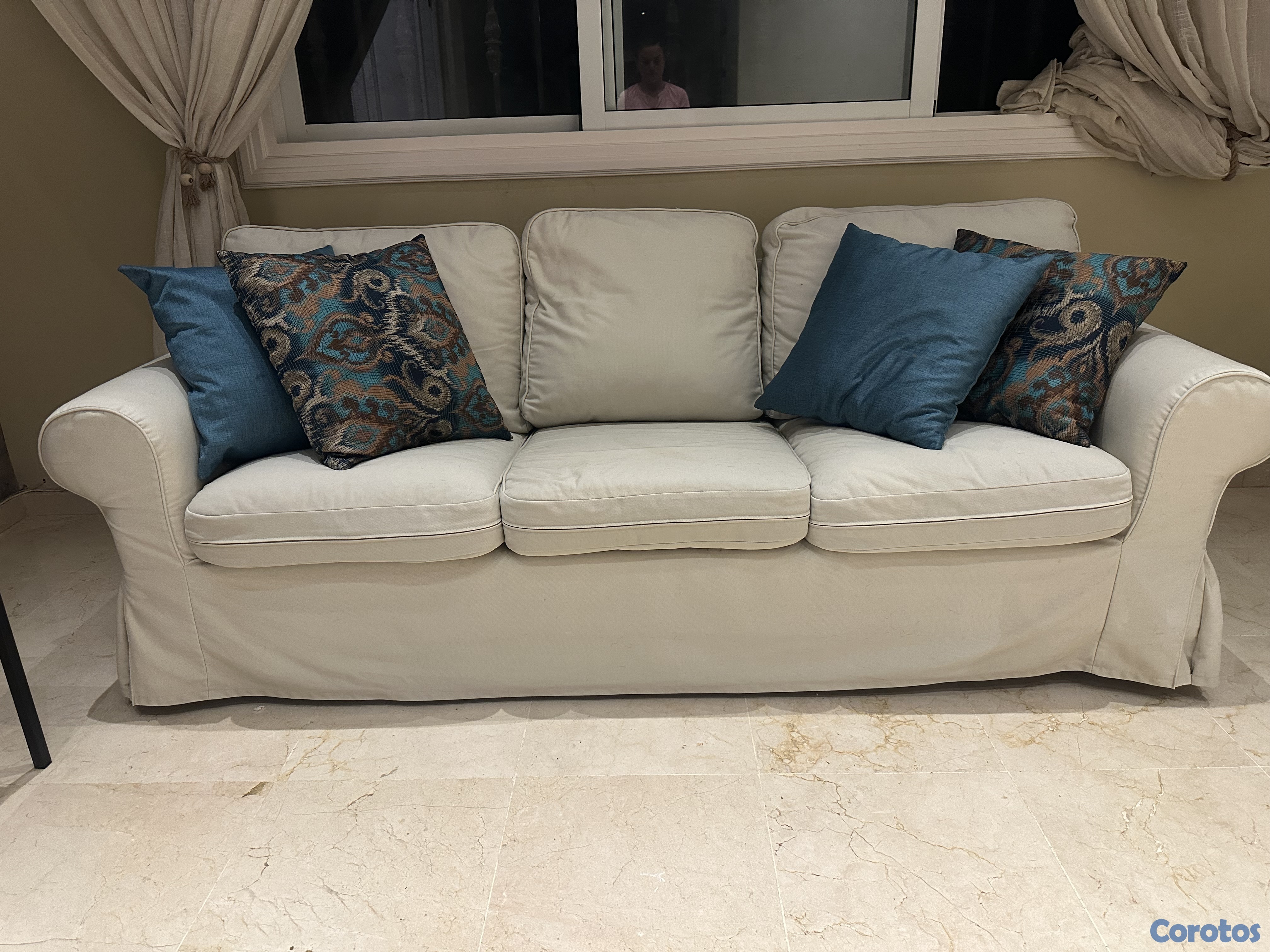 muebles y colchones - Sofa de 5 y butaca de 1 Crema  5
