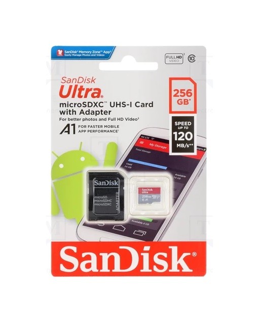 accesorios para electronica - Memoria Microsd 256GB Sandisk Ultra Clase 10 UHS-I U1 Micro SD 256 GB SDXC Nueva