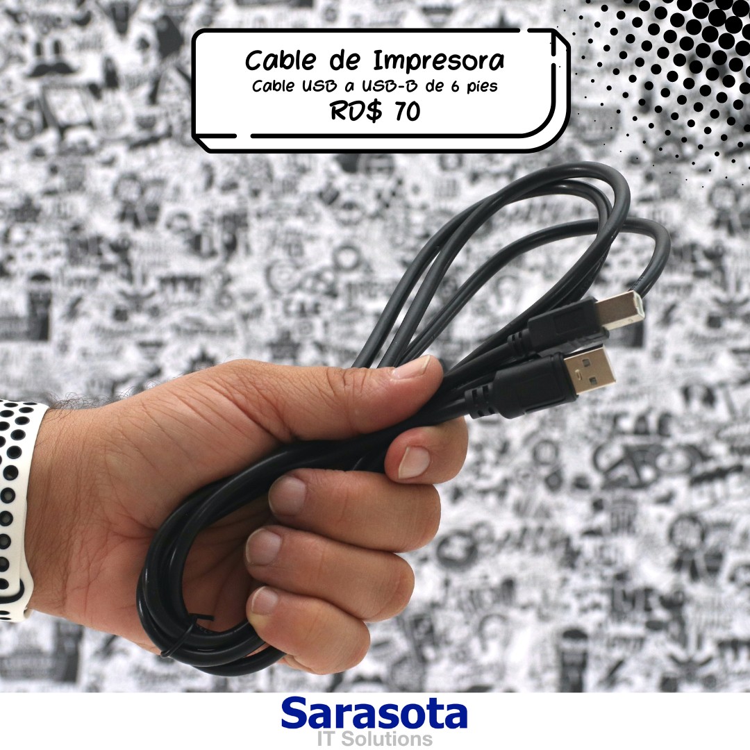 accesorios para electronica - Cable de impresora o Printer, USB a USB-B de 6 pies
