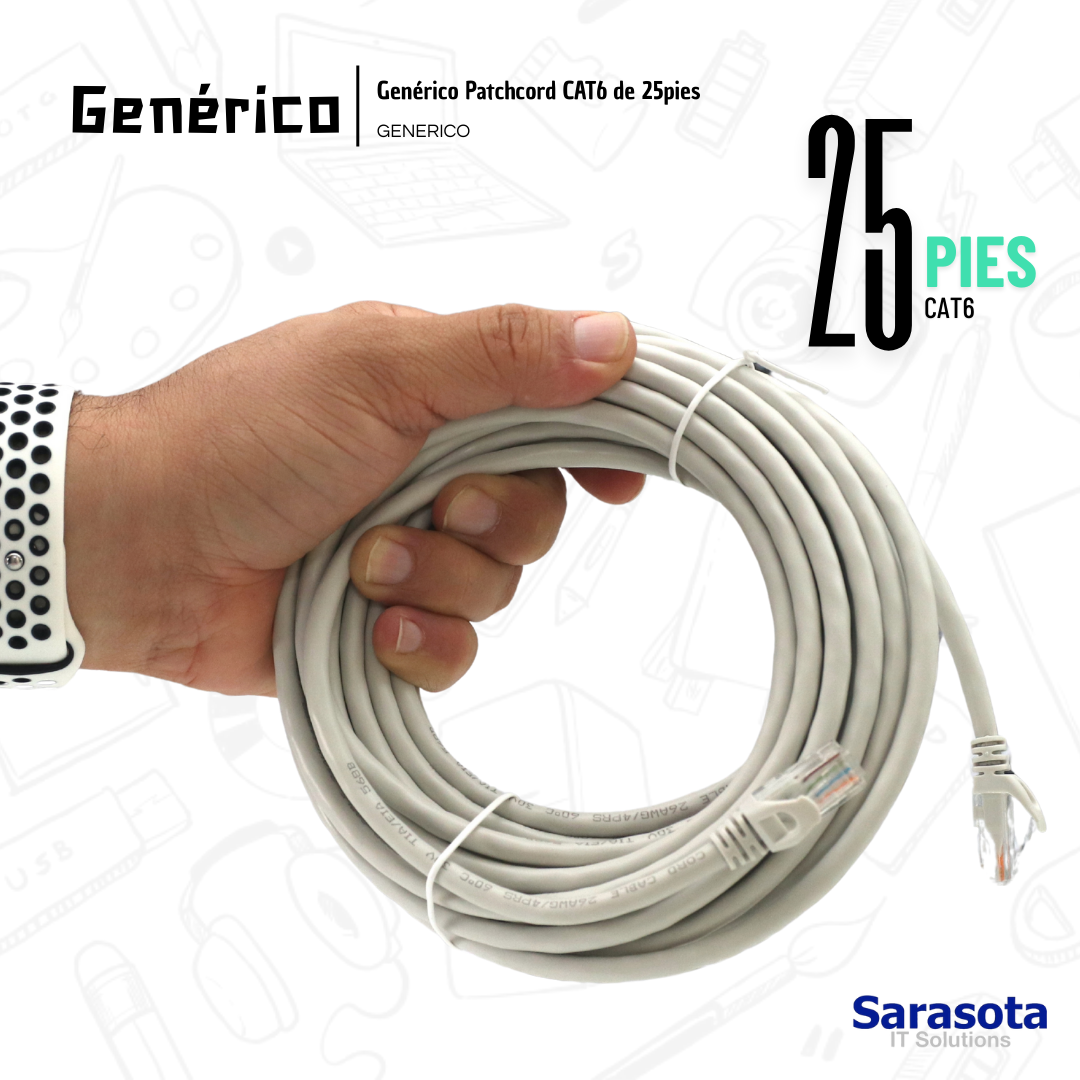accesorios para electronica - Patch Cord RJ45 CAT6 de 25 pies (Somos Sarasota) 0