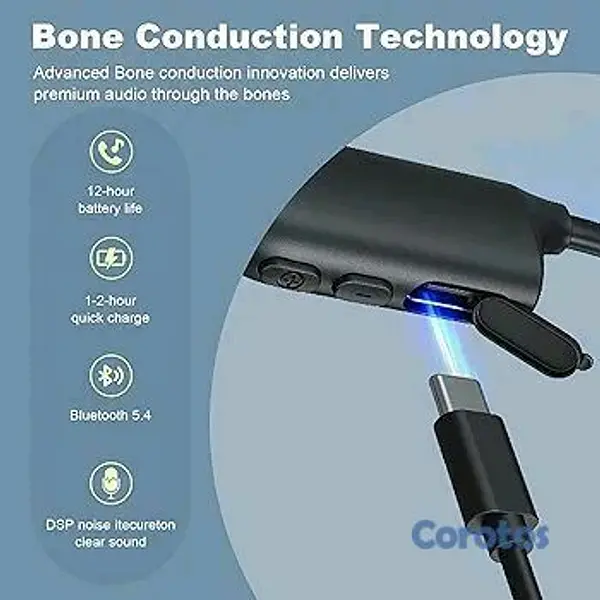 camaras y audio - 🎧 Auriculares Conducción Ósea Bluetooth 5.4, Open Ear Deportivos, IPX5 12H🔈 3