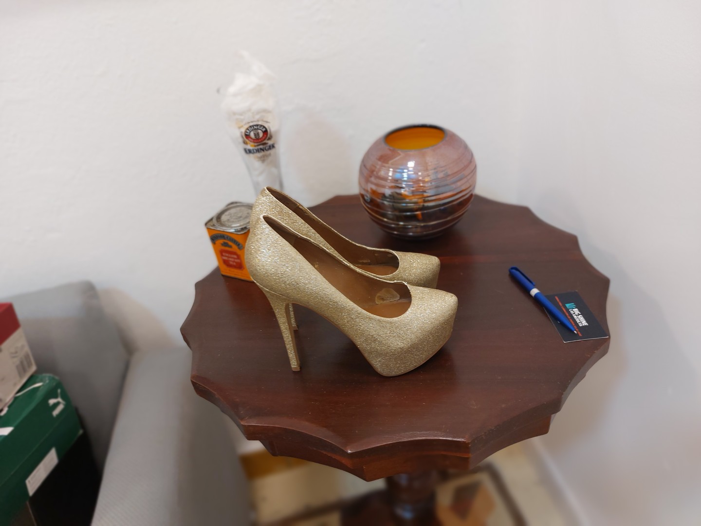 zapatos para mujer - Zapatos dorados elegantes de tacón stiletto dw 10 cm con plataforma de 4 cm 2