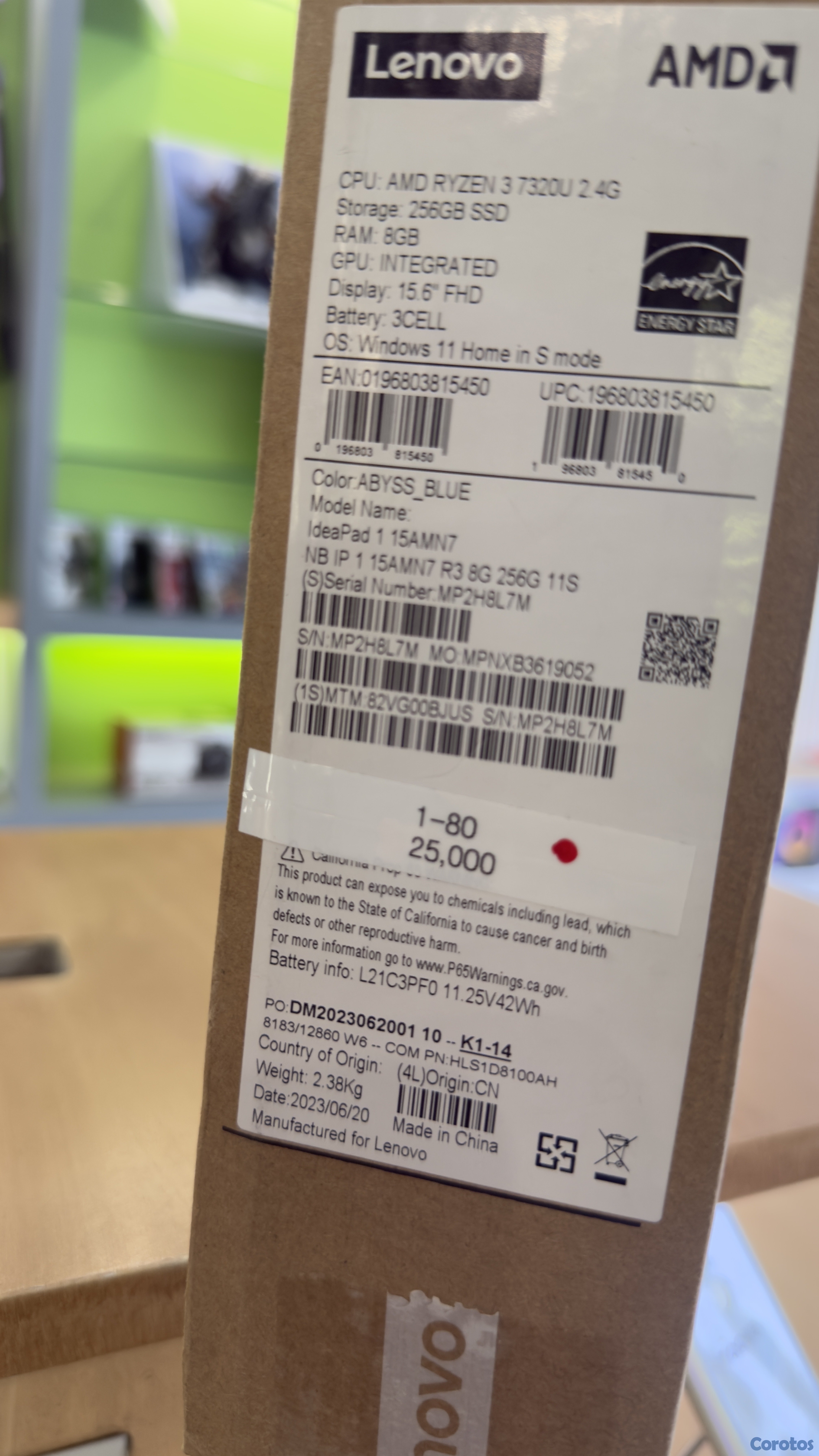 computadoras y laptops - Laptop Lenovo AMD RYZEN 3 8Gb de ram 256Gb SSD 15.6 pulgada RD$24,995 3