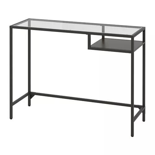 muebles y colchones - Escritorio para laptop, negro/vidrio (consola) 0