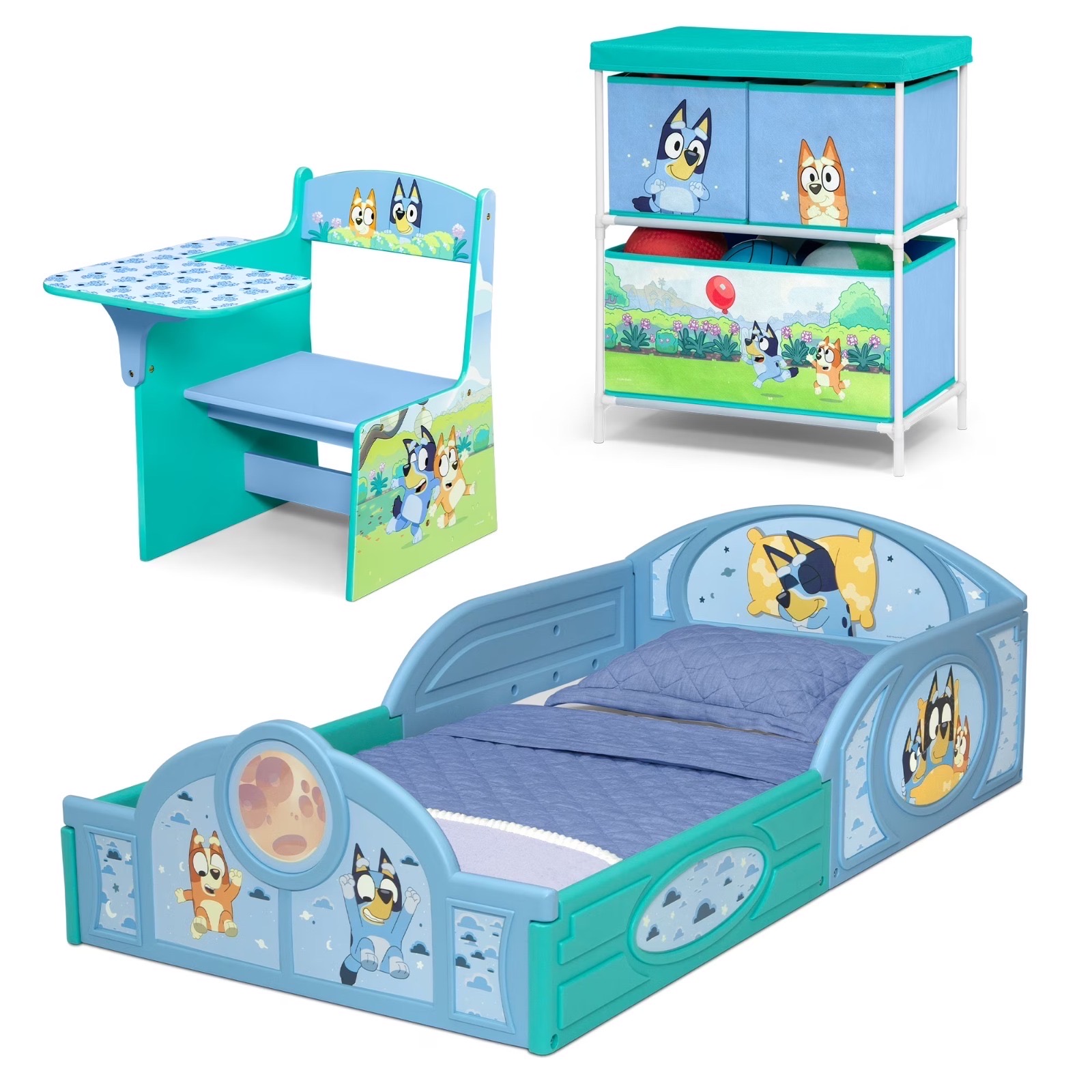 muebles -  Set de cama para niños y niñas incluye cama + colchón + gavetero + silla Nuevo 9