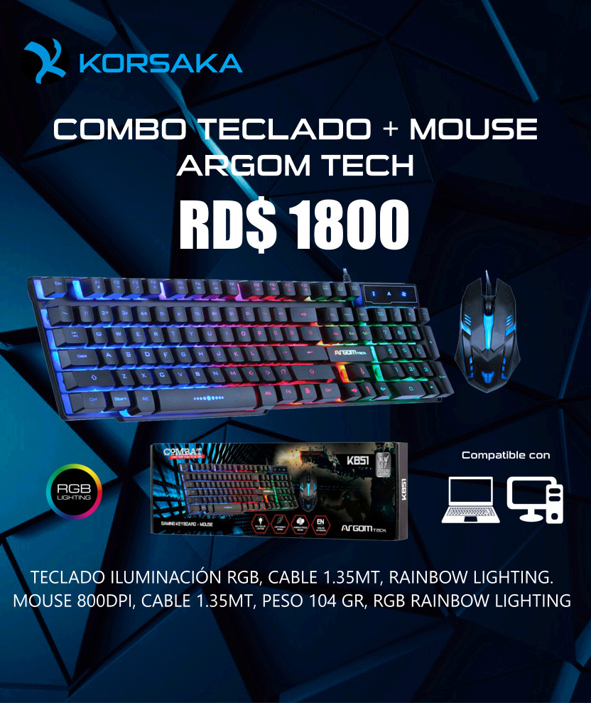 accesorios para electronica - COMBO MOUSE TECLADO RGB GAMING GAMER 0