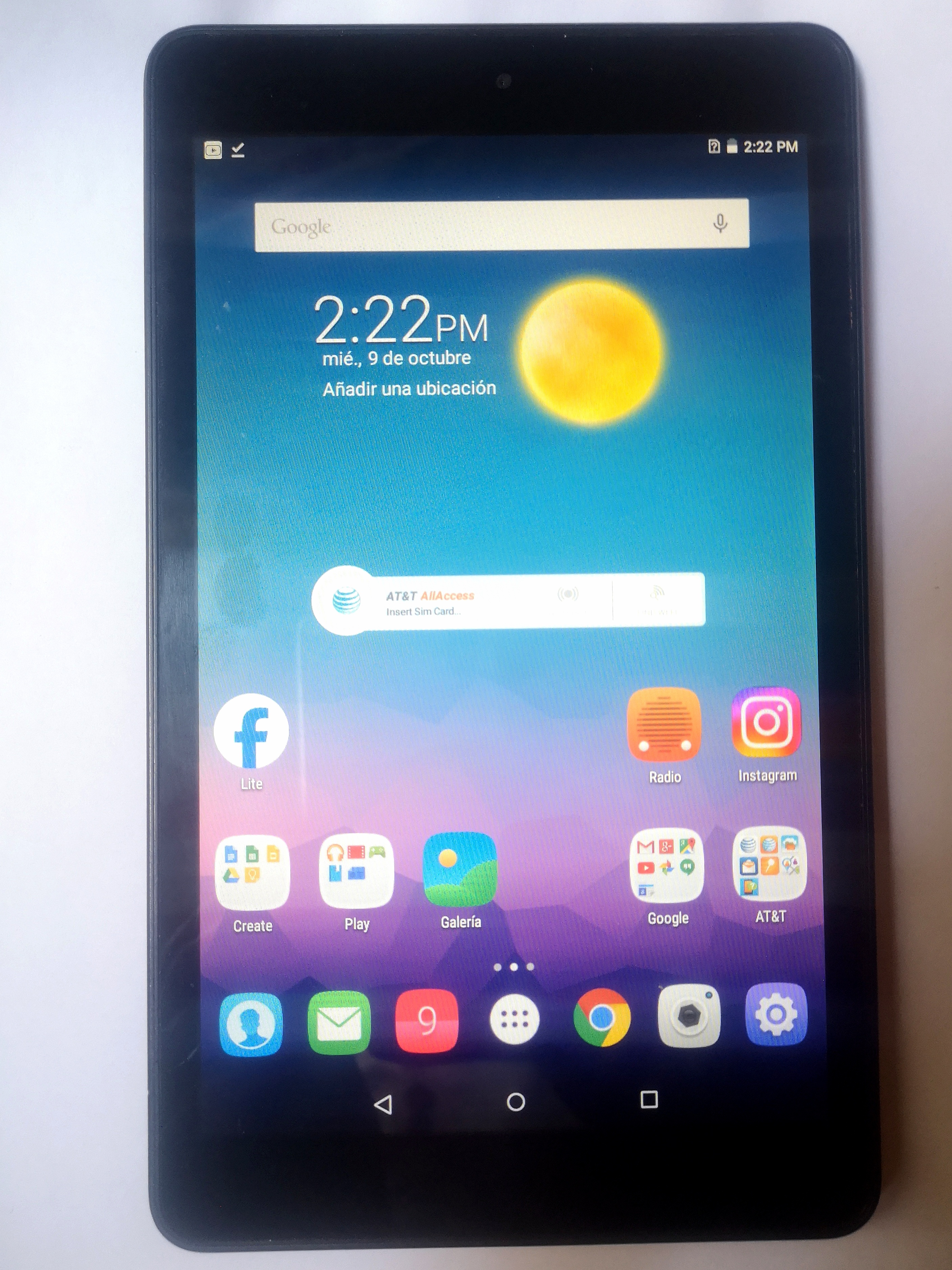 celulares y tabletas - tablet alcatel 16gb de chip