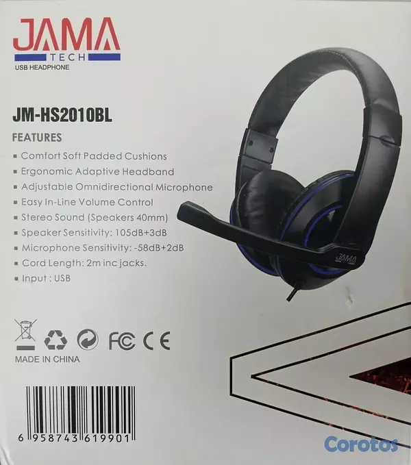 computadoras y laptops - AUDIFONO USB CON MICROFONO  C/CONTROL DE
VOLUMEN NEGRO JAMATECH 3