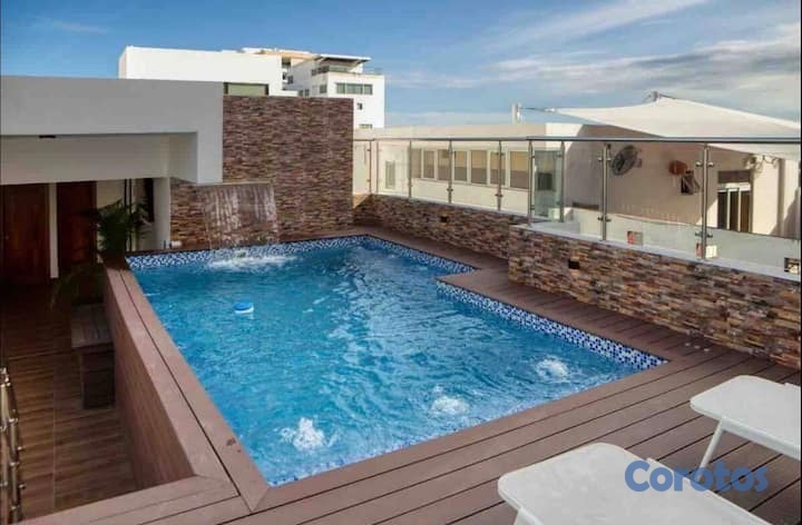 casas vacacionales y villas - Alquilo apartamento 1 dormitorio 1 bano amueblado en piantini con piscina 3