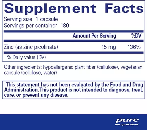 Salud y Equipamiento Médico - Zinc 180cap Pure Encapsulation 2