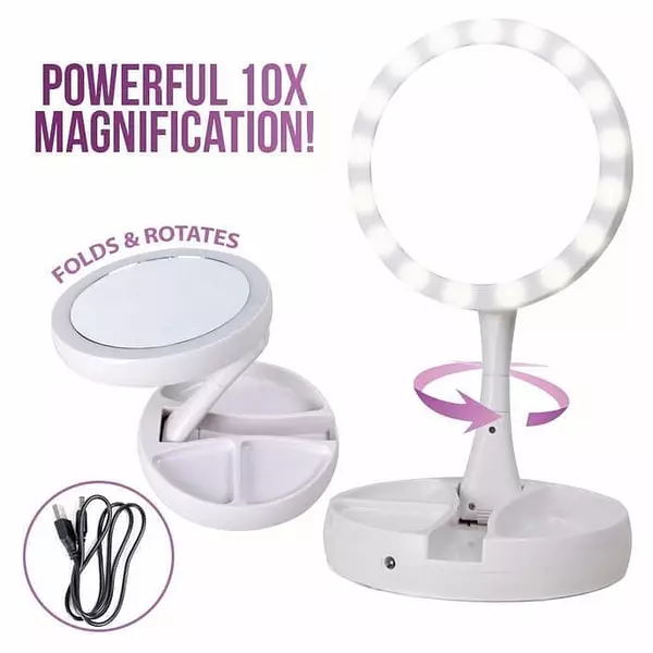 salud y belleza - Espejo Recargable Con Luz Para Maquilladora Portatil 2