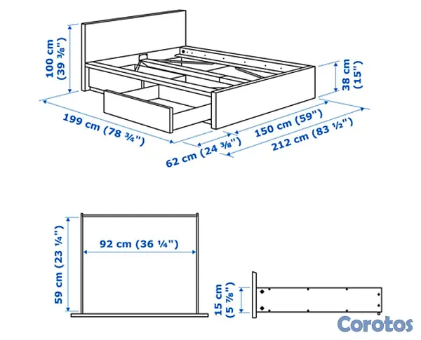 muebles y colchones - Cama Full malm Ikea con Colchon  6