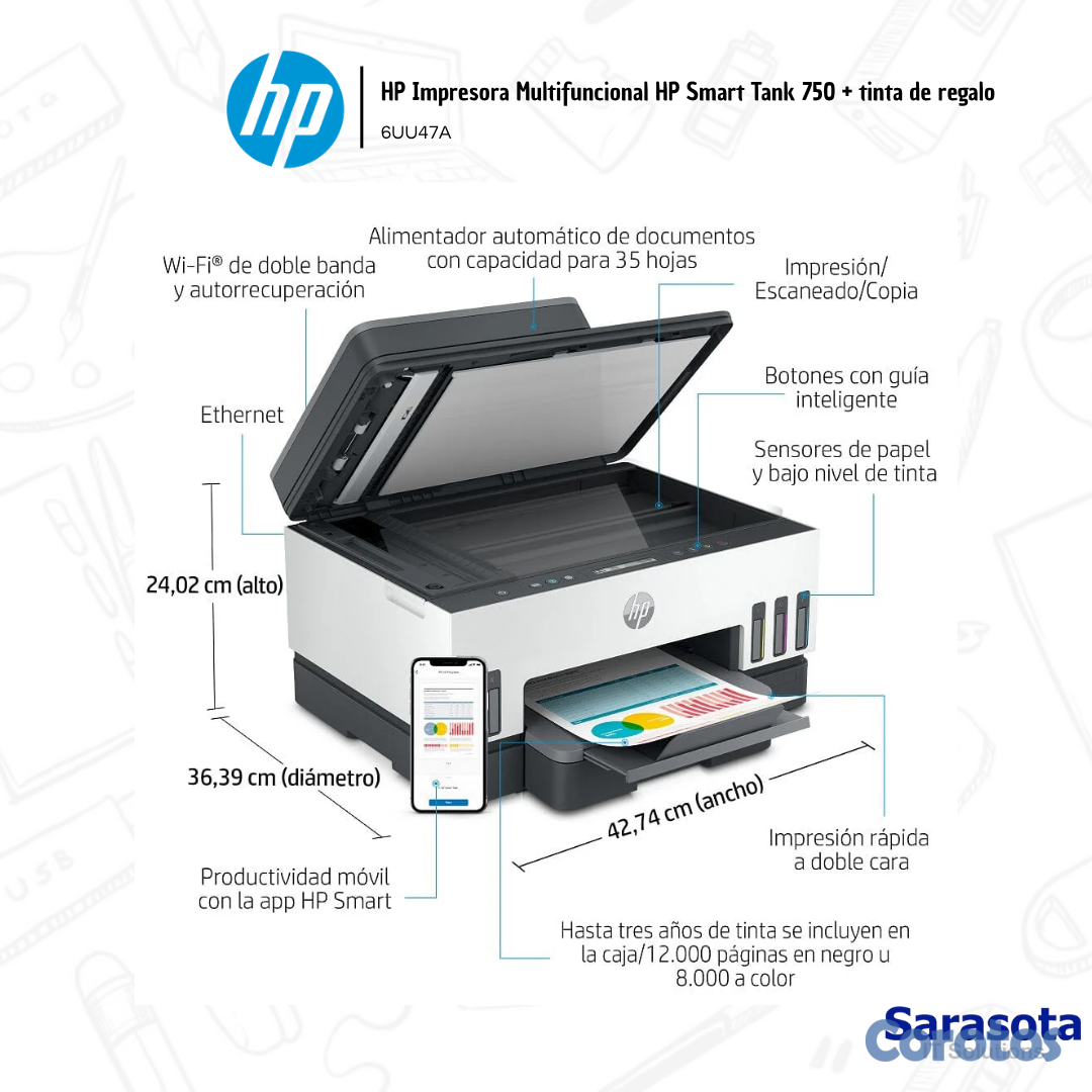 impresoras y scanners - HP Impresora Multifuncional HP Smart Tank 750  3