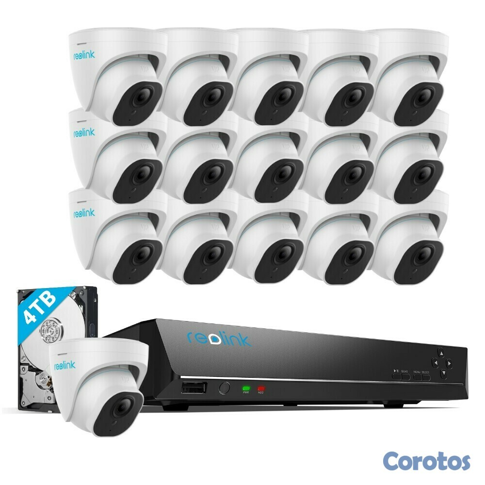 camaras y audio - Juego de 16 Cámaras Reolink + NVR 4TB + Rack 2